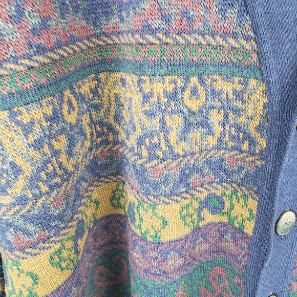 Vintage John Ashford Granddad Button Down Blue Wool Blend Cardigan Sweater Sz L - Picture 4 of 8